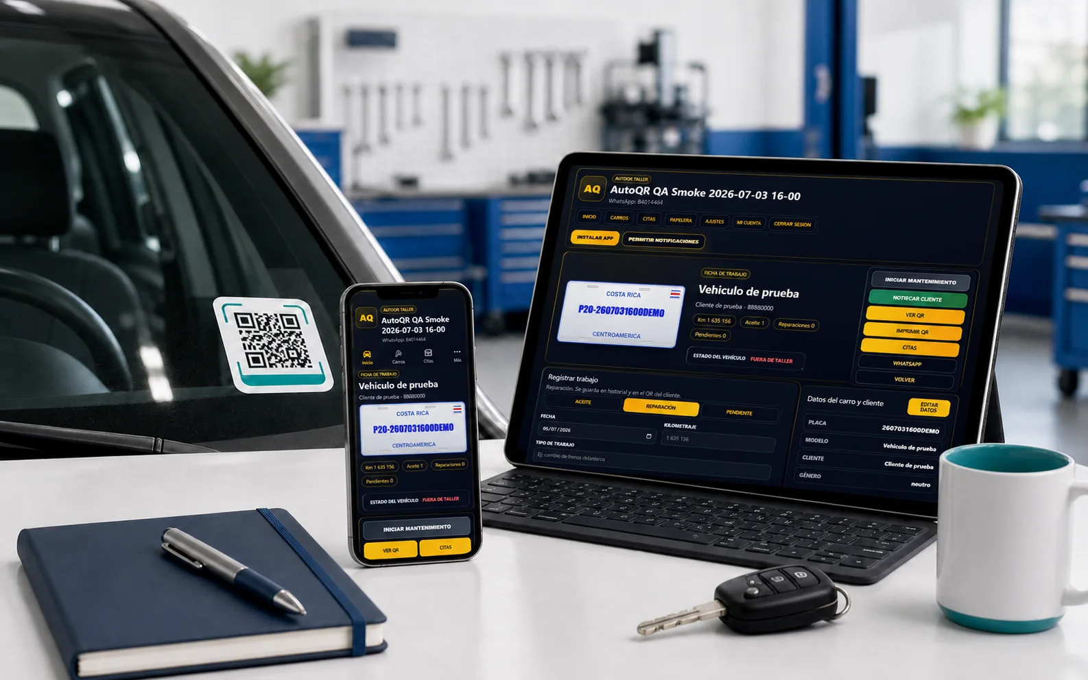 AutoQR funcionando en un taller mecánico
